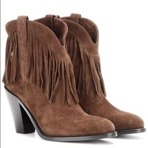 YSL Brown Fringe Booties